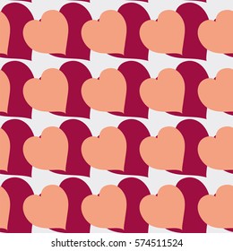 Vector illustration. Seamless ornament consisting of many different hearts. Romantic design with Valentine's day .