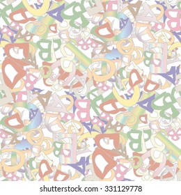Vector illustration. Seamless ornament made of colorful letters of the English alphabet.