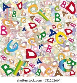 Vector illustration. Seamless ornament made of colorful letters of the English alphabet.