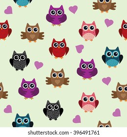 vector illustration of seamless owl background
