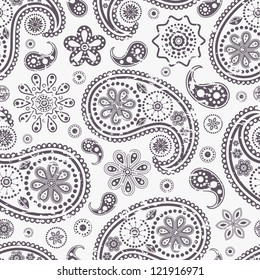 Vector illustration of seamless paisley pattern