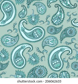 Vector illustration. Seamless paisley pattern.