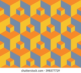Vector illustration seamless pattern 3d cube abstract