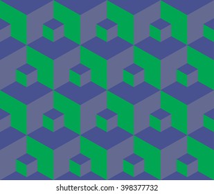 Vector illustration seamless pattern 3d cube abstract
