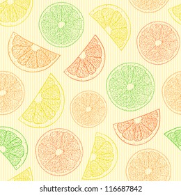 Vector Illustration of seamless pattern with abstract oranges