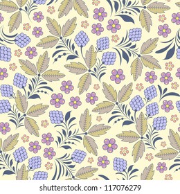 Vector illustration of seamless pattern with abstract flowers.Floral background