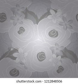 Vector illustration. Seamless pattern with abstract gray stylized roses.