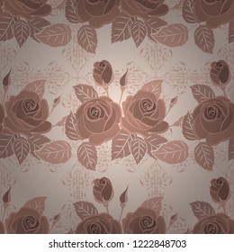 Vector illustration. Seamless pattern with abstract beige, pink and brown stylized roses.