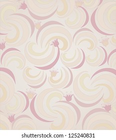 Vector illustration of seamless pattern with abstract flowers.Floral background