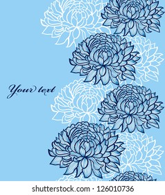 Vector illustration of seamless pattern with abstract hand drawn chrysanthemums