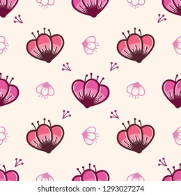 Vector illustration of seamless pattern with abstract flowers - Vector