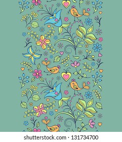 Vector illustration of seamless pattern with abstract flowers.Floral background