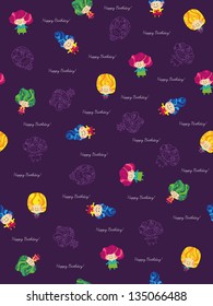 Vector illustration Seamless pattern,  Abstract background with funny cartoon characters