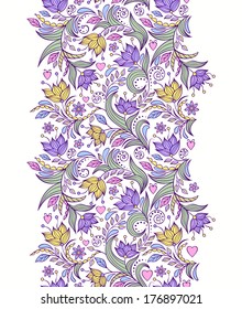 Vector illustration of seamless pattern with abstract flowers.Floral background