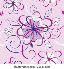 Vector illustration of seamless pattern with abstract flowers. Floral background