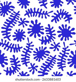 Vector illustration, seamless pattern of abstract blue spots and blots.