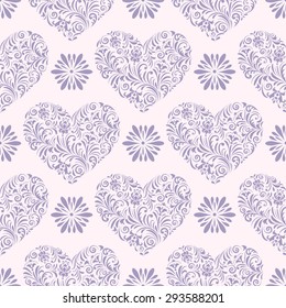 Vector illustration of seamless pattern with abstract hearts