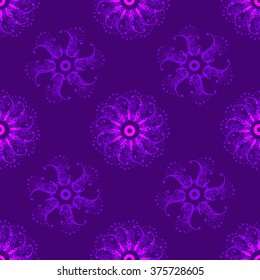 Vector illustration of seamless pattern with abstract flowers.Floral background