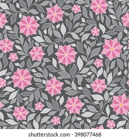 Vector illustration of seamless pattern with abstract flowers.Floral background