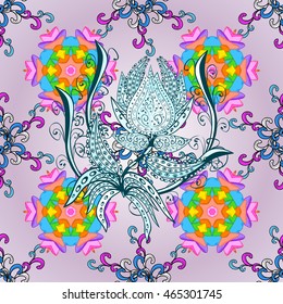 Vector illustration of seamless pattern with abstract flowers.Floral background