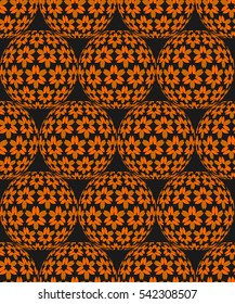Vector illustration seamless pattern of abstract geometric sakura flower sphere 3D colorful. Pattern color disco ball