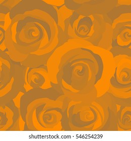 Vector illustration. Seamless pattern with abstract orange and blue stylized roses.