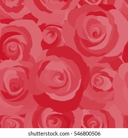 Vector illustration. Seamless pattern with abstract red stylized roses.