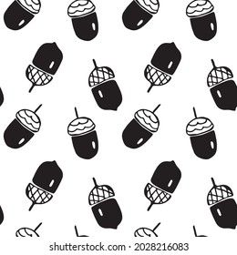 Vector illustration. Seamless pattern with acorn. Oak tree.