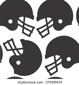 Vector Illustration Seamless Pattern Of American Football Rugby Helmets In Black And White. Perfect For Wallpaper, Wrapper And Book Covers