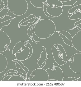 Vector illustration seamless pattern with apple fruits. Endless summer wallpaper. Apples fruits collection