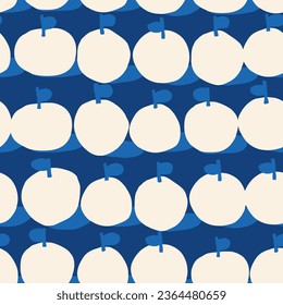 Vector illustration of a seamless pattern with apples on a blue background