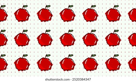 Vector illustration. Seamless pattern of apples. Hand-drawn style. Line art. Color doodle style. Design for wallpaper, background, poster, banner.