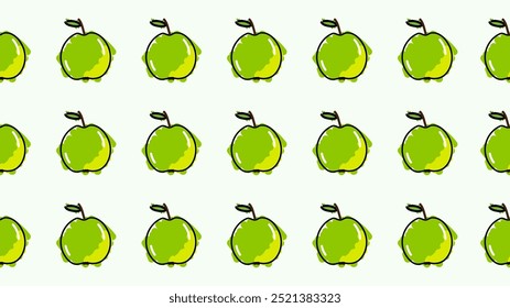 Vector illustration. Seamless pattern of apples. Hand-drawn style. Line art. Color doodle style. Design for wallpaper, background, poster, banner.