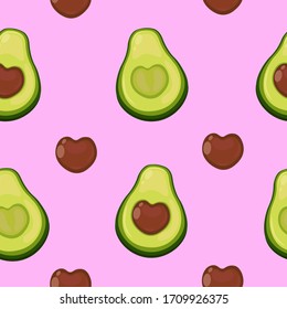 Vector illustration of a seamless pattern with avocado on a pink background. textile or wrapping paper
