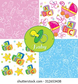 The vector illustration, "seamless pattern baby collection" for design