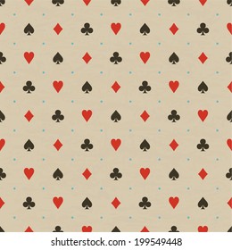 Vector illustration of seamless pattern background with playing card suits