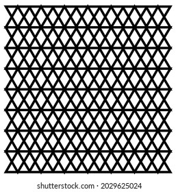 Vector illustration seamless pattern background of a back and forth triangle logo, or a combination of four triangles, line drawing style, black and white color.