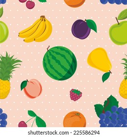 Vector illustration seamless pattern  background of fruits