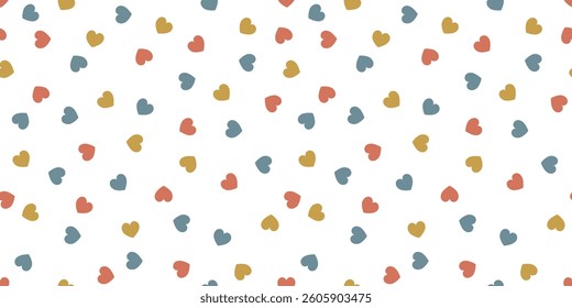 Vector illustration of seamless pattern background material of randomly scattered hand-drawn hearts