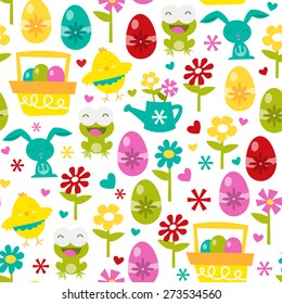 A vector illustration seamless pattern background of happy easter love theme.