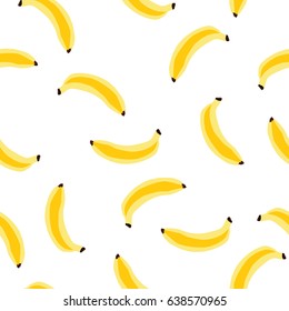 Vector illustration seamless pattern with banana fruit isolated on white background. 