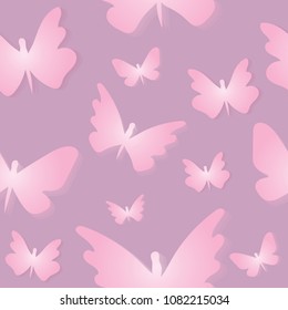 Vector and illustration seamless pattern of beautiful gradient white color butterfly garden in Spring and Summer on pink pastel background