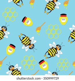 Vector illustration. Seamless pattern bee.