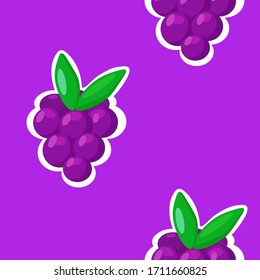 ilustración vectorial, patrón transparente con bayas sobre fondo morado. 