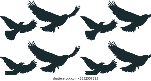 vector illustration seamless pattern with bird silhouette with outstretched wings