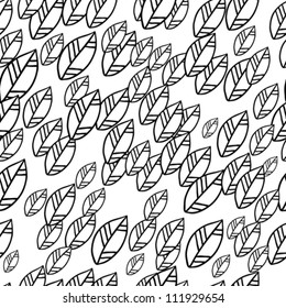 Vector illustration. Seamless pattern of black stylized leaves.