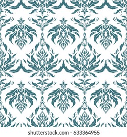 Vector illustration. Vector seamless pattern in blue colors for design, textile or fabric.