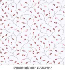 Vector illustration of seamless pattern of branch with red leaves