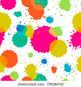 Vector illustration, seamless pattern with bright ink blots. 