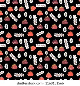 Vector illustration. Seamless pattern business pattern. American Dollar The king of currencies. Finance pattern on black, white and pink background. Icon gold coin dollar.